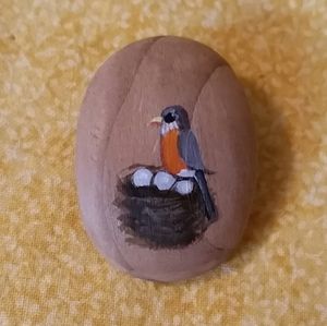 Hand Painted Wooden Bird Pin